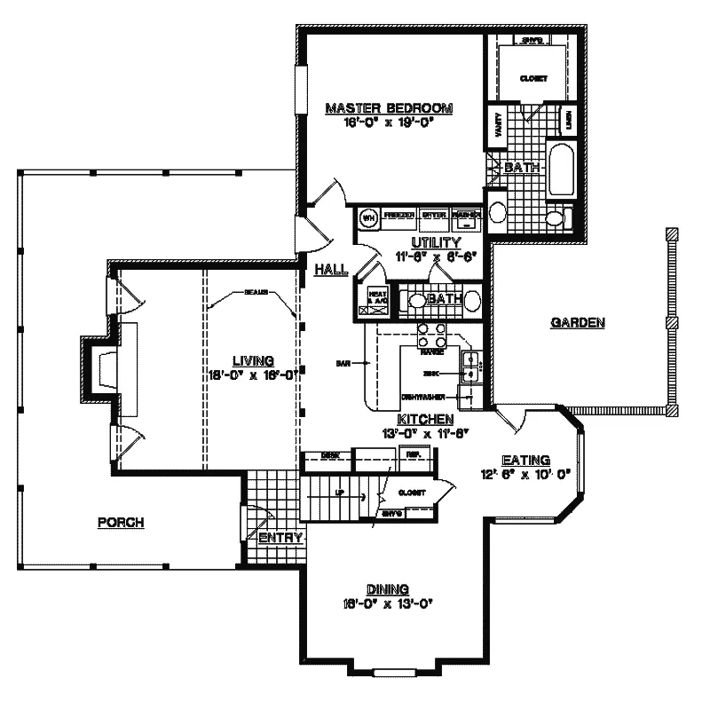 Traditional House Plan First Floor - Berry Creek Country Farmhouse 020D-0204 - Search House Plans and More