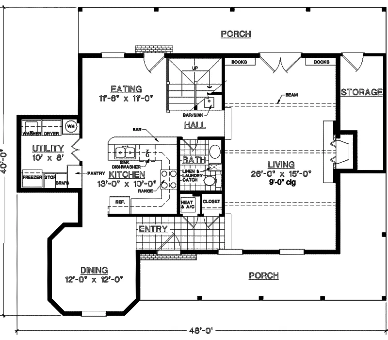 Craftsman House Plan First Floor - Hobart Mill Traditional Home 020D-0205 - Search House Plans and More