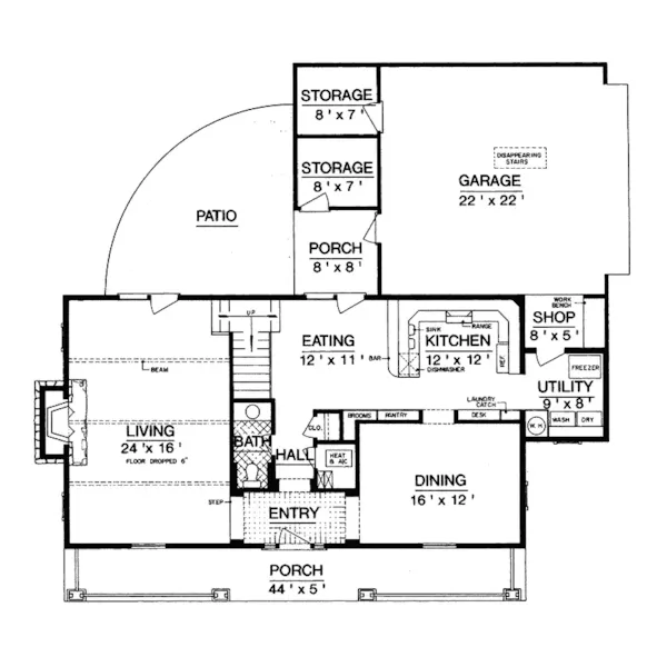 Traditional House Plan First Floor - Feather Falls Southern Home 020D-0209 - Search House Plans and More