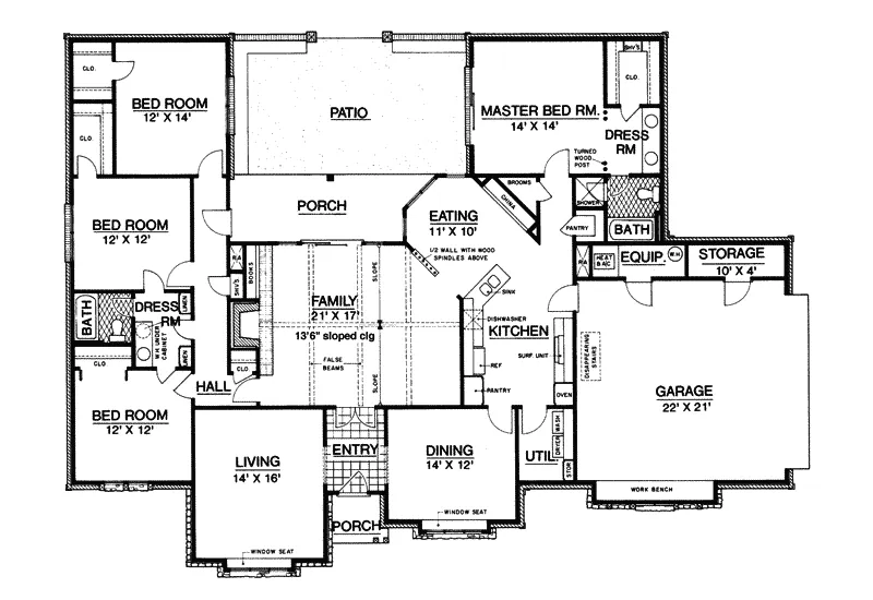 Country House Plan First Floor - Potterville Tudor Style Home 020D-0212 - Shop House Plans and More