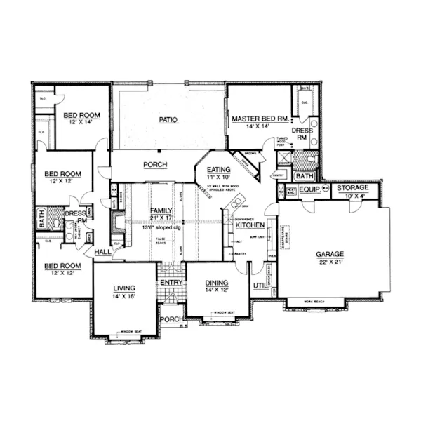 Tudor House Plan First Floor - Potterville Tudor Style Home 020D-0212 - Shop House Plans and More