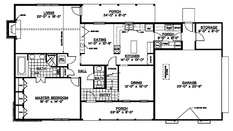 Country House Plan First Floor - Whitethorn Southern Farmhouse 020D-0214 - Shop House Plans and More