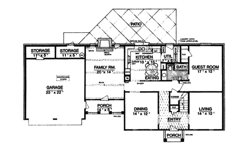 Country House Plan First Floor - Spaulding Colonial Home 020D-0221 - Shop House Plans and More