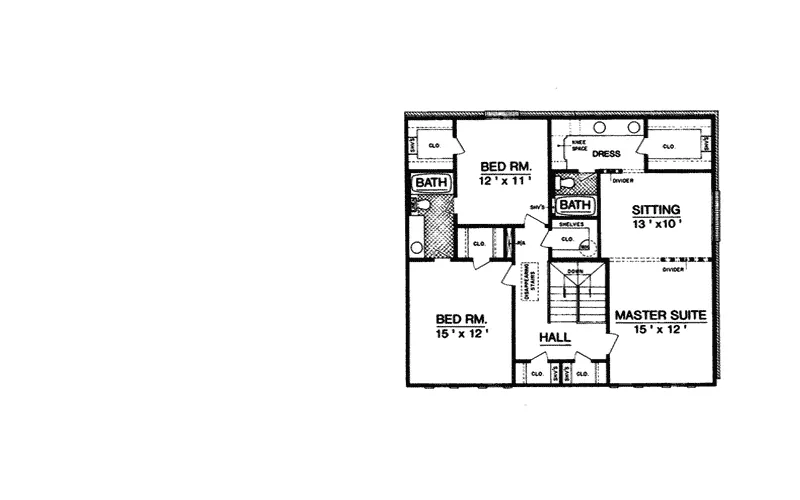 Country House Plan Second Floor - Spaulding Colonial Home 020D-0221 - Shop House Plans and More
