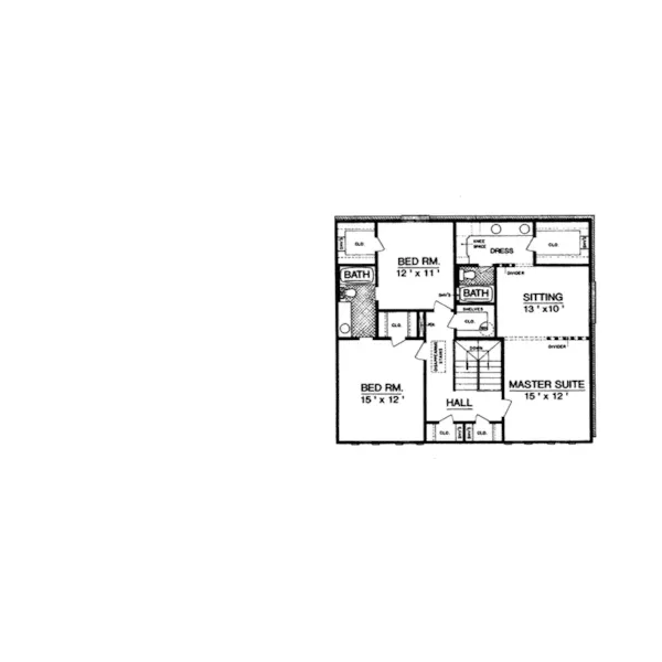 Colonial House Plan Second Floor - Spaulding Colonial Home 020D-0221 - Shop House Plans and More