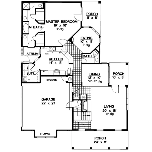 Country House Plan First Floor - Elk Creek Victorian Home 020D-0224 - Search House Plans and More