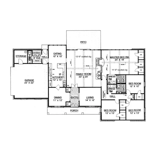 Ranch House Plan First Floor - Greenwood Hills Rustic Home 020D-0228 - Search House Plans and More