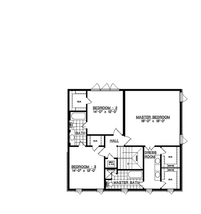 Southern House Plan Second Floor - Twin Bridges Georgian Home 020D-0231 - Shop House Plans and More