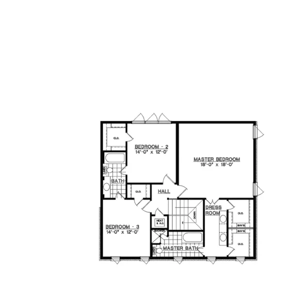 Southern House Plan Second Floor - Twin Bridges Georgian Home 020D-0231 - Shop House Plans and More