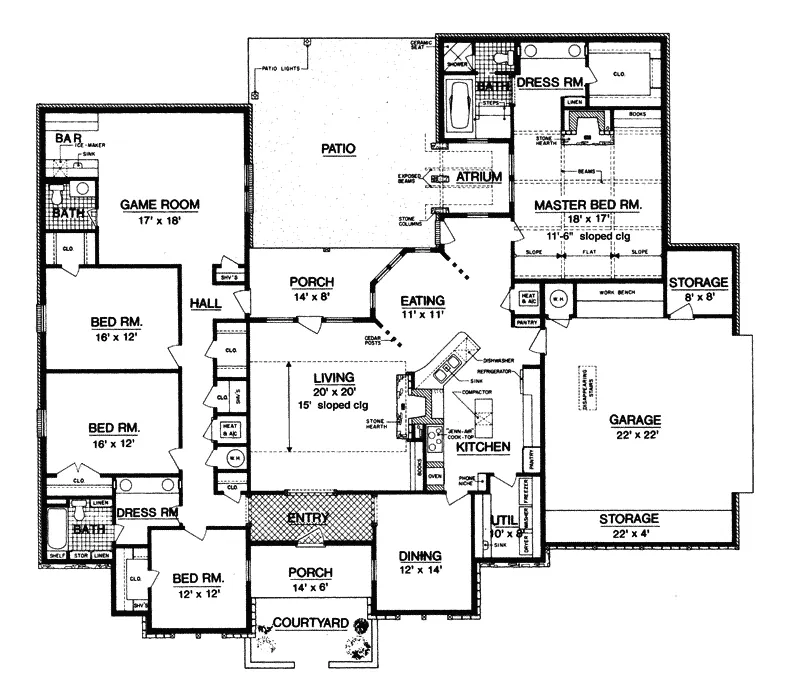 Traditional House Plan First Floor - Spring Garden European Home 020D-0234 - Shop House Plans and More