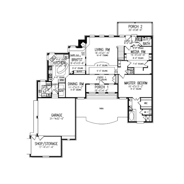 Traditional House Plan First Floor - Van Courtland European Home 020D-0235 - Shop House Plans and More