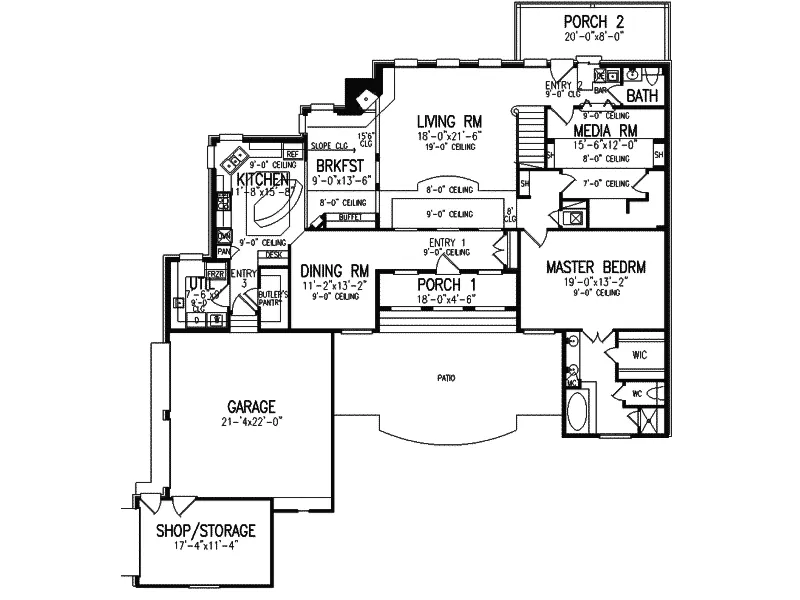 Southern House Plan First Floor - Nicolaus European Home 020D-0236 - Shop House Plans and More