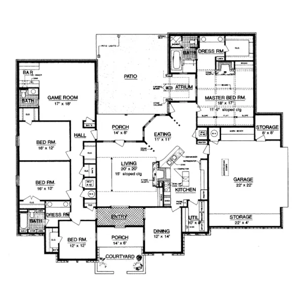 Tudor House Plan First Floor - Sutter Rustic Luxury Home 020D-0237 - Shop House Plans and More