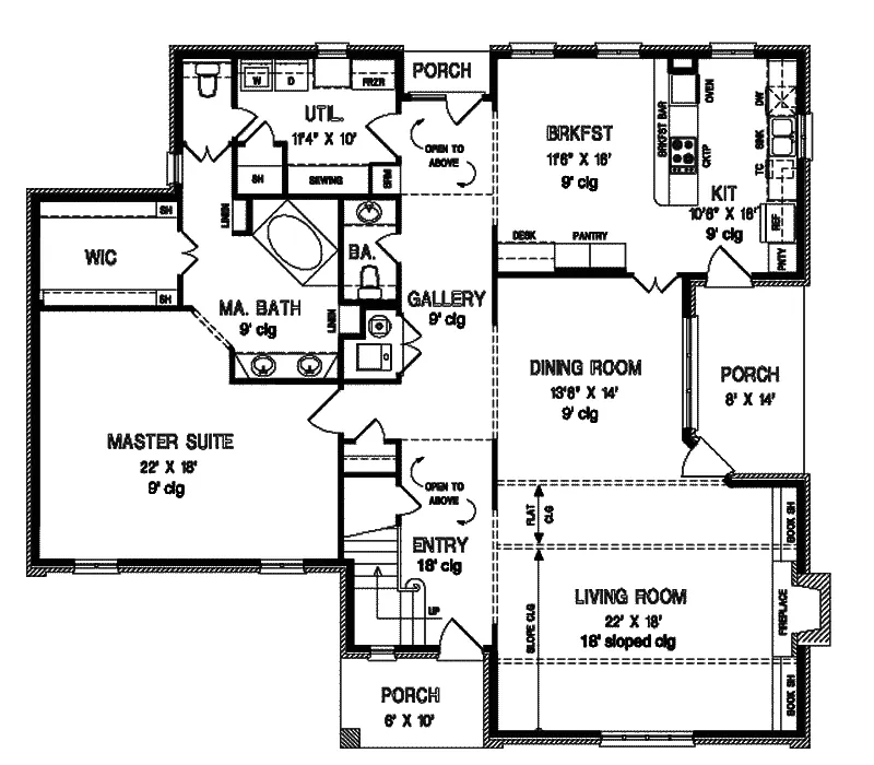 Craftsman House Plan First Floor - Dunnigan Tudor Style Home 020D-0238 - Search House Plans and More