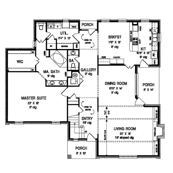 Craftsman House Plan First Floor - Dunnigan Tudor Style Home 020D-0238 - Search House Plans and More