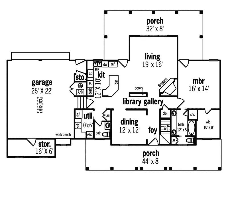 Traditional House Plan First Floor - Glenhaven Plantation Home 020D-0240 - Search House Plans and More
