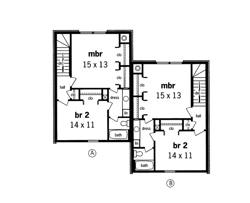 Multi-Family House Plan Second Floor - Hendy Woods Two-Story Duplex 020D-0243 - Search House Plans and More