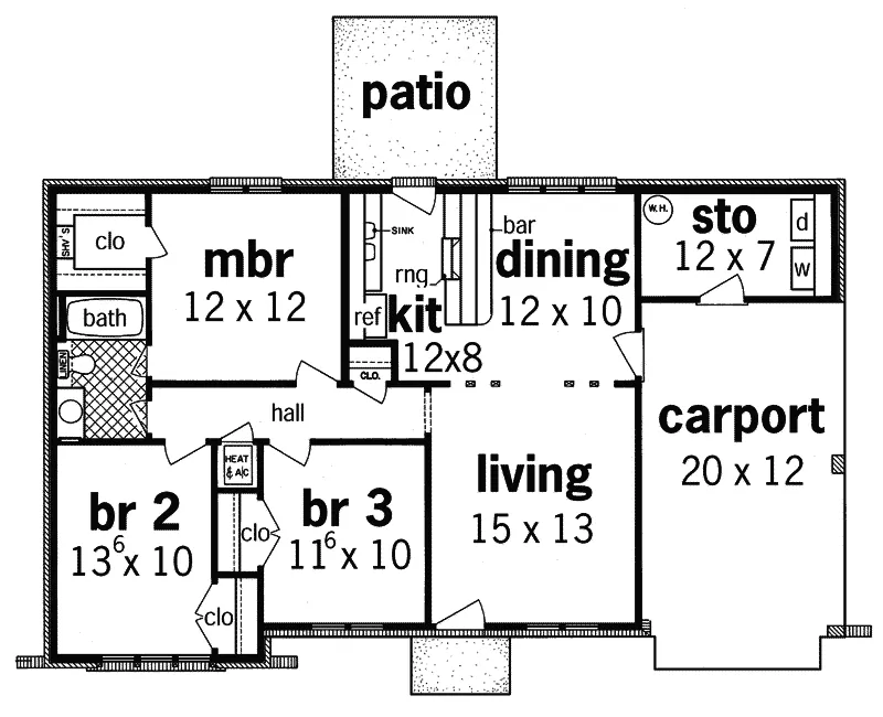 Ranch House Plan First Floor - Island Mountain Rustic Home 020D-0252 - Search House Plans and More