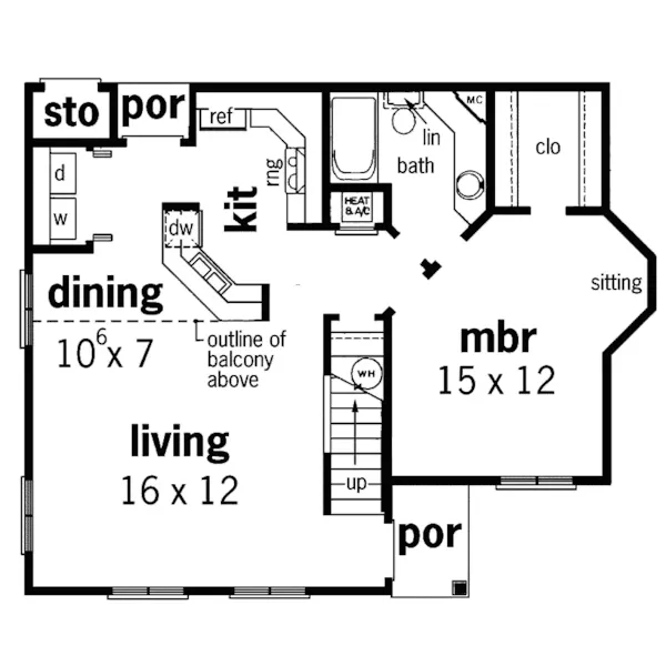 Bungalow House Plan First Floor - Clemens Traditional Home 020D-0255 - Search House Plans and More