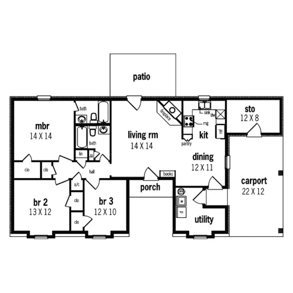 Ranch House Plan First Floor - Elmira Traditional Ranch Home 020D-0256 - Search House Plans and More