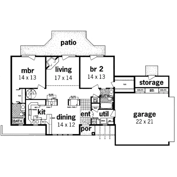 Contemporary House Plan First Floor - Calistoga Modern Ranch Home 020D-0257 - Search House Plans and More