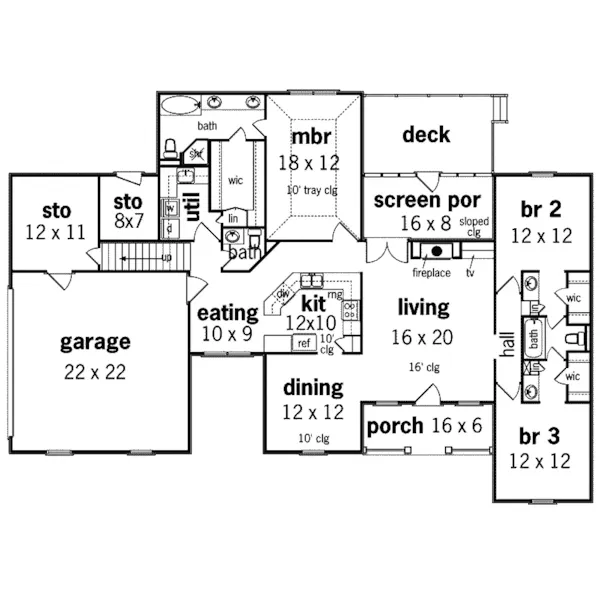 Country House Plan First Floor - Valley Home Southern Style Home 020D-0267 - Shop House Plans and More