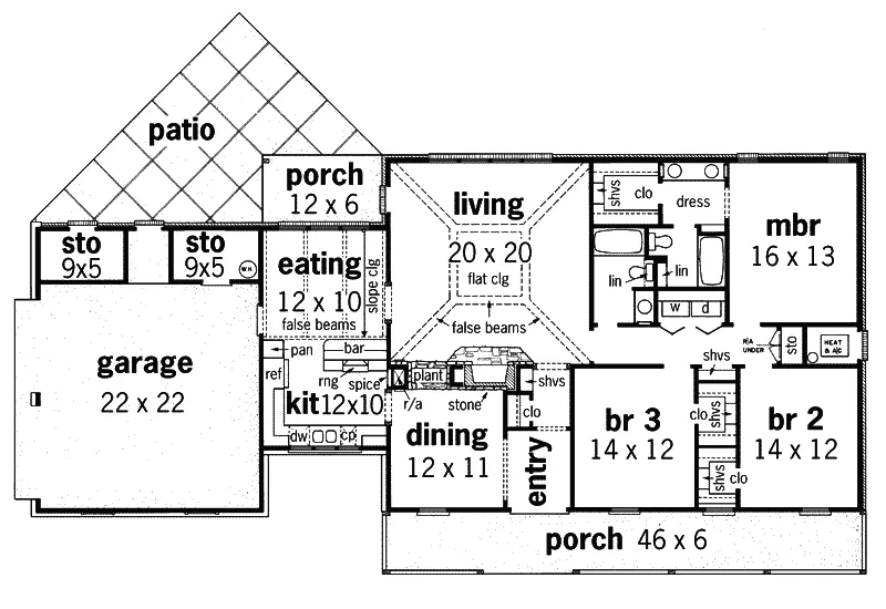 Country House Plan First Floor - Grove Place Rustic Home 020D-0268 - Search House Plans and More