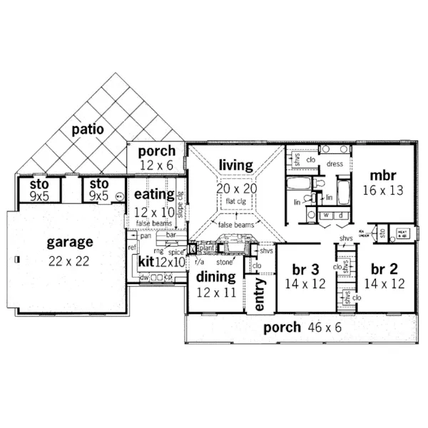 Rustic House Plan First Floor - Grove Place Rustic Home 020D-0268 - Search House Plans and More