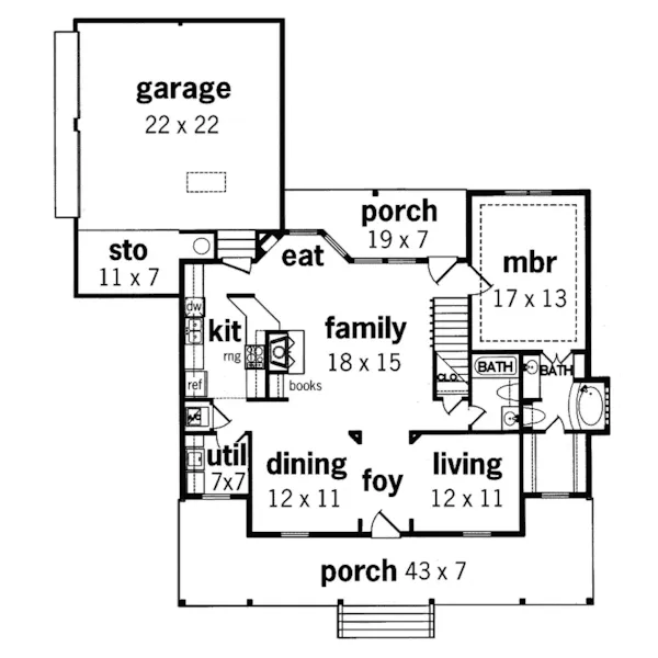 Country House Plan First Floor - Mariposa Southern Home 020D-0273 - Shop House Plans and More