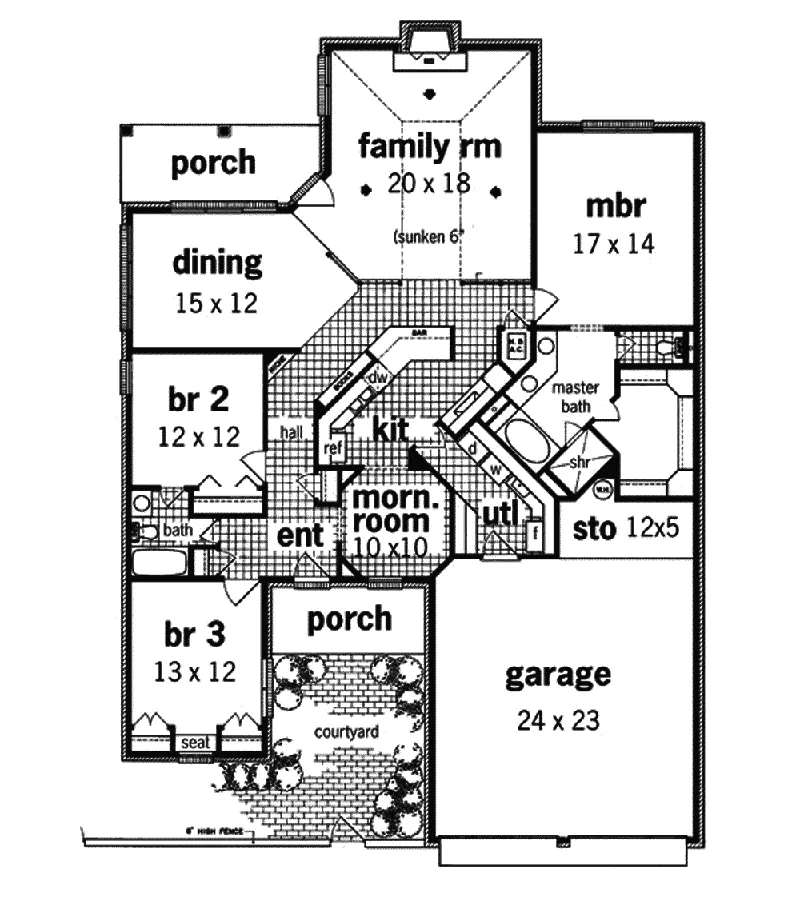Ranch House Plan First Floor - Pescadero Ranch Home 020D-0275 - Shop House Plans and More