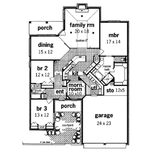 Traditional House Plan First Floor - Pescadero Ranch Home 020D-0275 - Shop House Plans and More