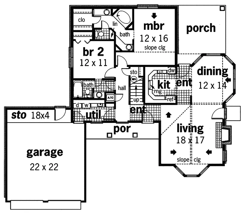 Ranch House Plan First Floor - Homestead Valley Rustic Home 020D-0277 - Search House Plans and More