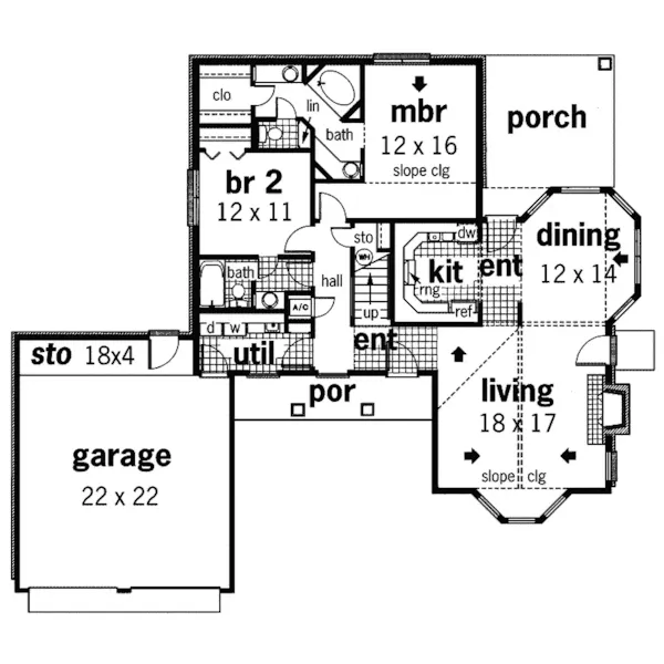 Traditional House Plan First Floor - Homestead Valley Rustic Home 020D-0277 - Search House Plans and More