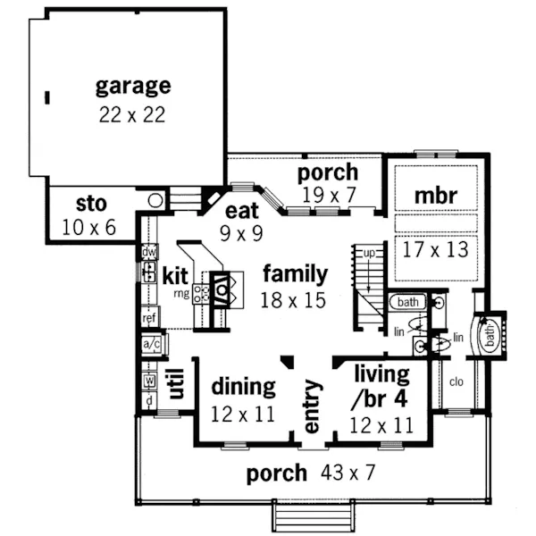 Cape Cod & New England House Plan First Floor - Dwyer Hill Plantation Home 020D-0278 - Search House Plans and More