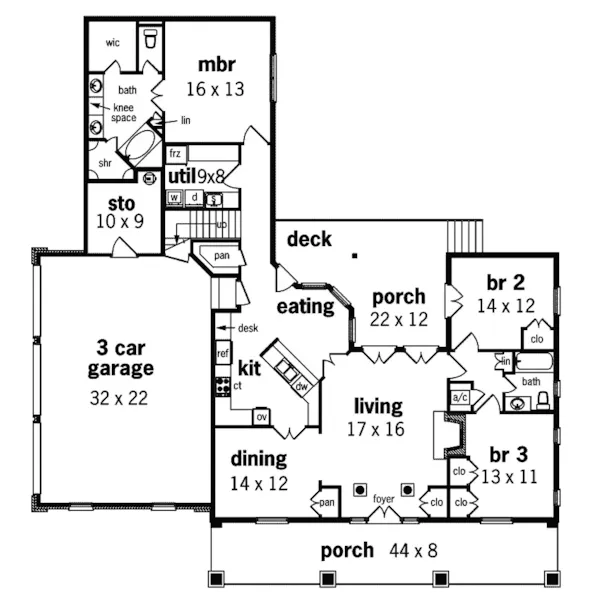 Traditional House Plan First Floor - Crockett Plantation Home 020D-0279 - Search House Plans and More