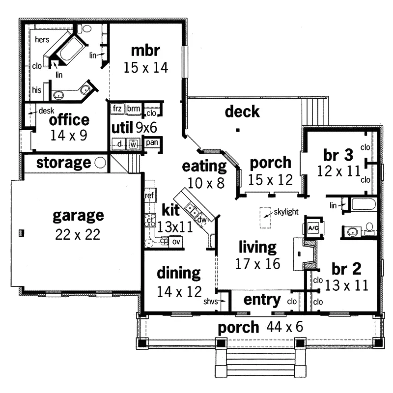 Traditional House Plan First Floor - Heather Farm Lowcountry Home 020D-0281 - Search House Plans and More
