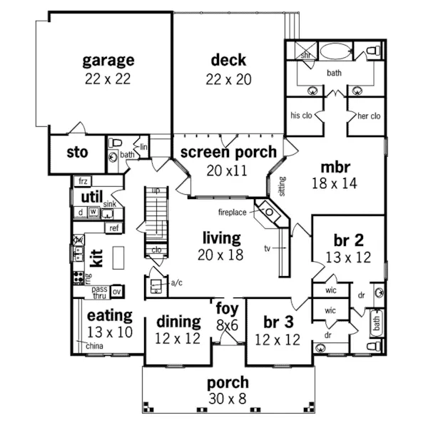 Traditional House Plan First Floor - Serramonte Craftsman Home 020D-0293 - Shop House Plans and More