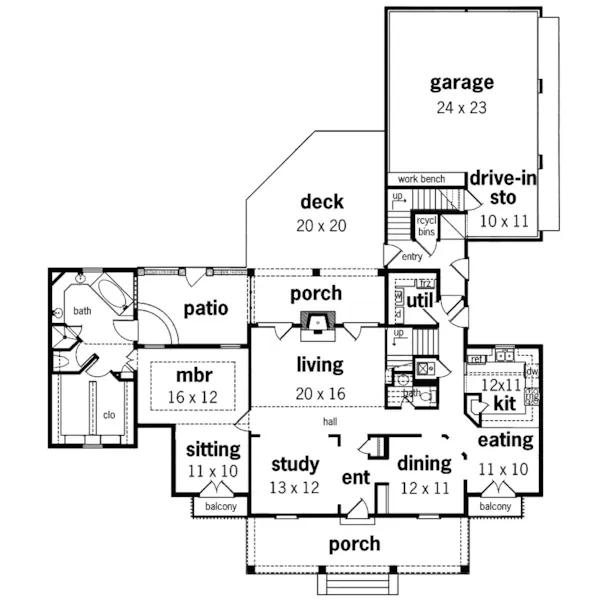 Colonial House Plan First Floor - Gerard Ranch Home 020D-0299 - Search House Plans and More