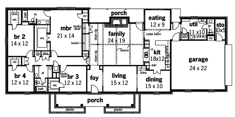 Southern House Plan First Floor - Birchview Expansive Ranch Home 020D-0304 - Search House Plans and More