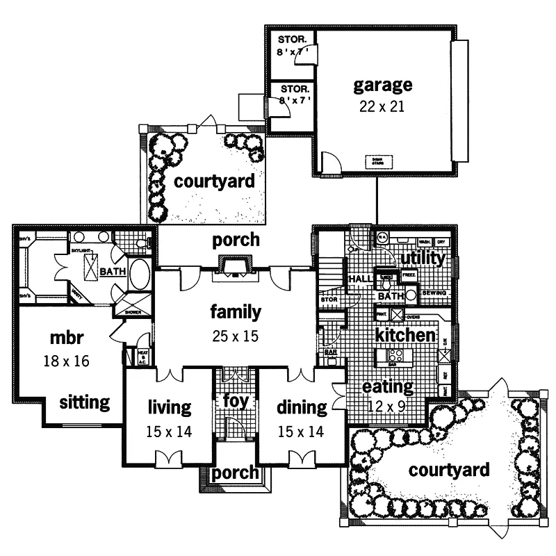 European House Plan First Floor - Royaldale Greek Revival Home 020D-0311 - Shop House Plans and More