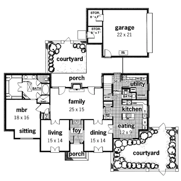 Colonial House Plan First Floor - Royaldale Greek Revival Home 020D-0311 - Shop House Plans and More