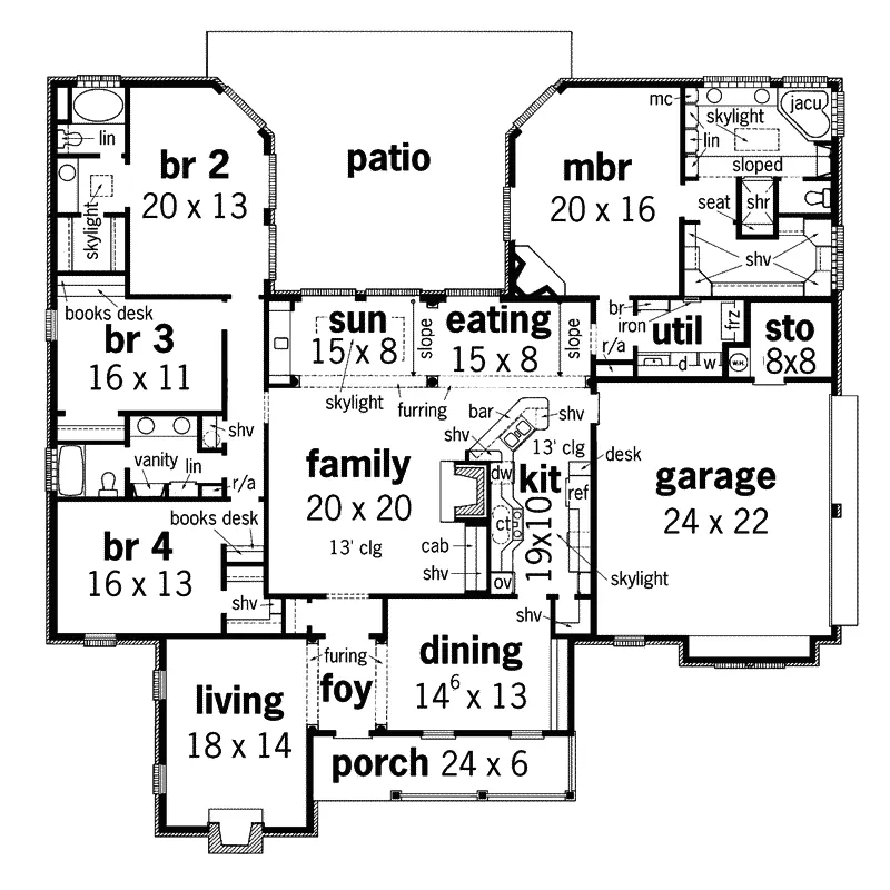 Ranch House Plan First Floor - Pacifica Place Ranch Home 020D-0316 - Shop House Plans and More