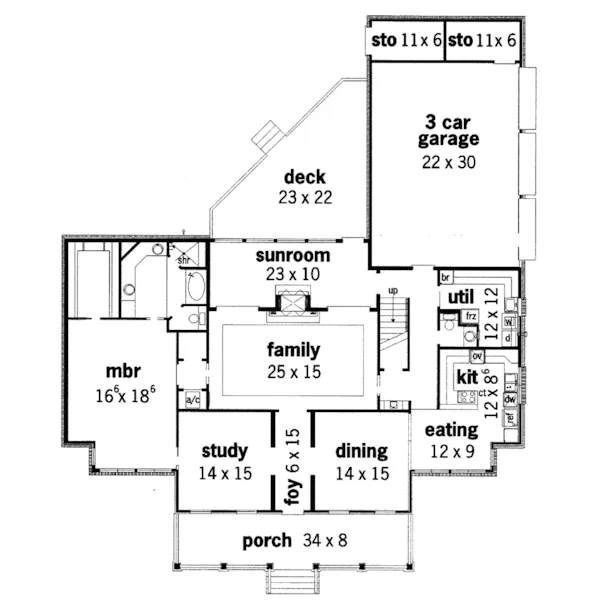 Plantation House Plan First Floor - Meadowbriar Southern Home 020D-0317 - Shop House Plans and More