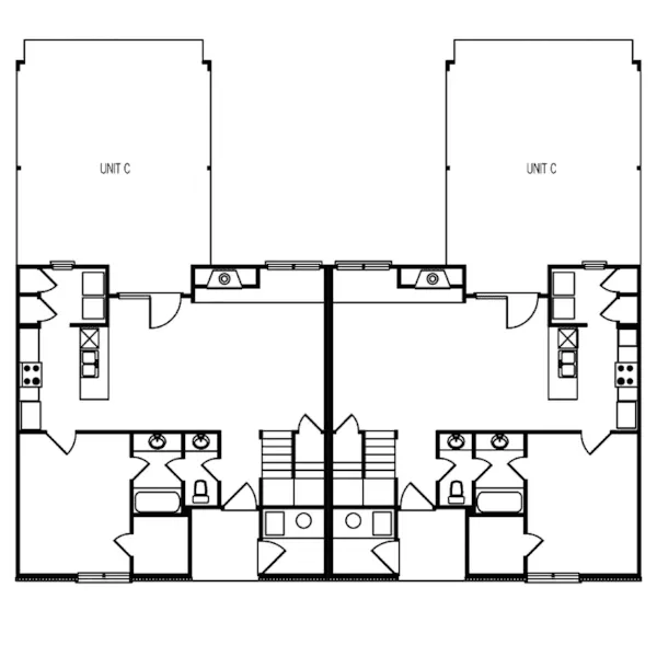 Multi-Family House Plan First Floor - Leaoak Multi-Family Home 020D-0320 - Shop House Plans and More