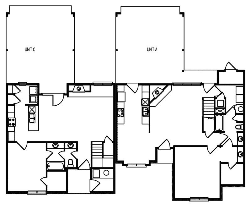 Traditional House Plan First Floor - Knollbridge Multi-Family Home 020D-0321 - Search House Plans and More