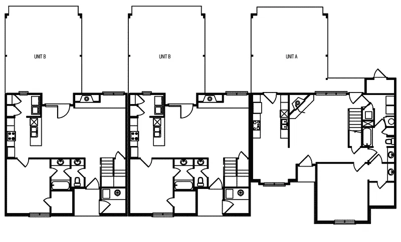 Traditional House Plan First Floor - Oakleigh Traditional Multi-Family Home 020D-0322 - Shop House Plans and More