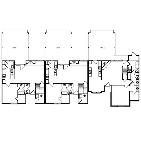 Multi-Family House Plan First Floor - Oakleigh Traditional Multi-Family Home 020D-0322 - Shop House Plans and More