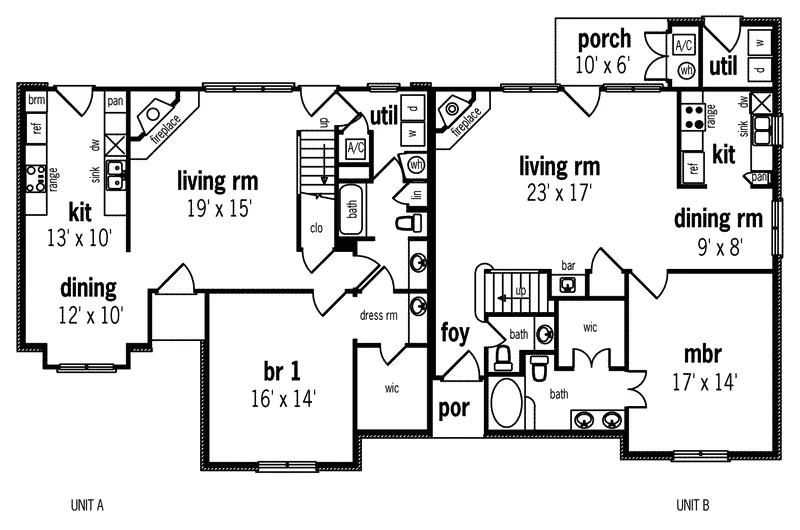 Multi-Family House Plan First Floor - Murdoch Hill Traditional Multi-Family Home 020D-0324 - Shop House Plans and More
