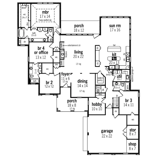 Traditional House Plan First Floor - Southern Style Home | One-Story House with Photos