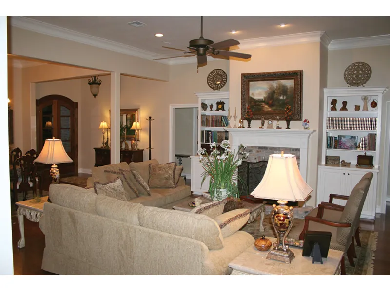 Traditional House Plan Living Room Photo 04 - Southern Style Home | One-Story House with Photos